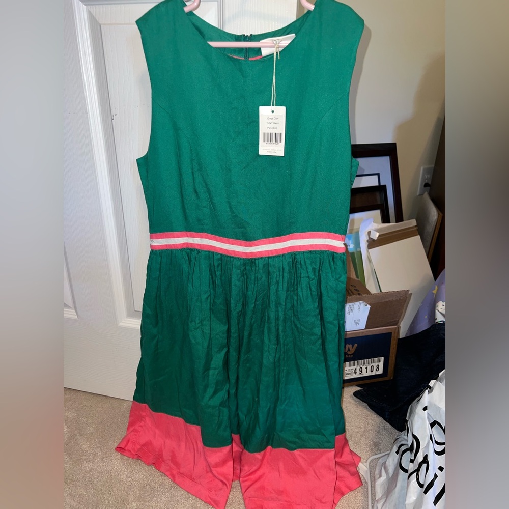 NWT Boden Green and Pink Sleeveless Dress